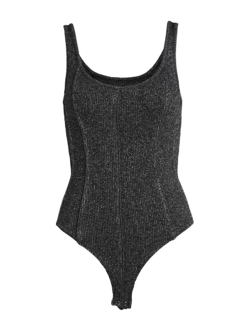 NWT AGOLDE Elna Salt and Pepper Bodysuit Gray Marled Ribbed Tank Top Medium